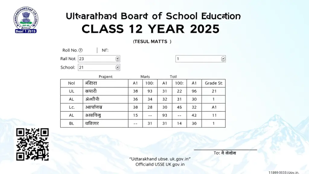 UBSE के UK Board Result 2025 सैंपल मार्कशीट | कक्षा 10 और 12 के रिजल्ट चेक करने का तरीका

