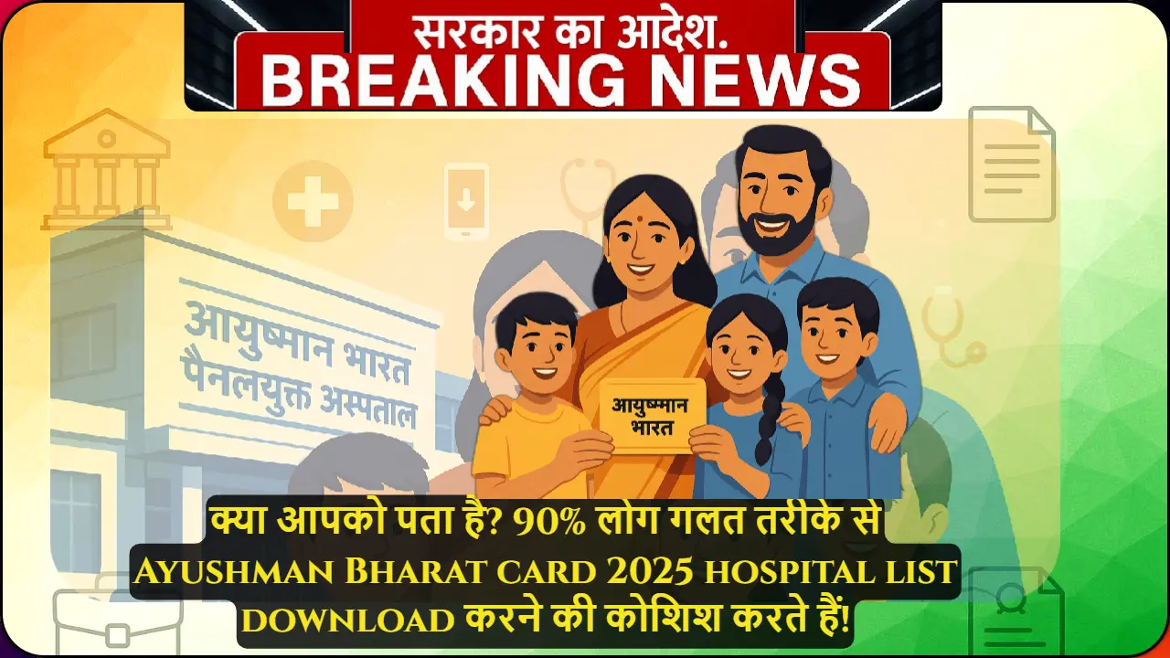 Ayushman Bharat card 2025 hospital list download करने की complete guide - खुश परिवार के साथ empanelled hospital की तस्वीर जो दिखाती है कि कैसे मुफ्त इलाज का फायदा उठाया जा सकता है